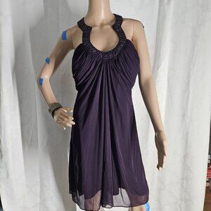 ***Elegant Sleeveless Purple Cocktail Dress with Beaded  Neckline*** by Xscape